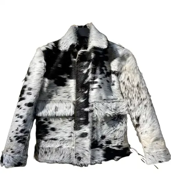Cowhide Grey And Black Stylish Leather Jacket