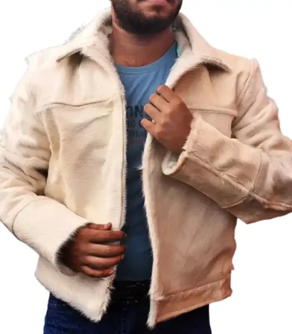 Cowhide Light Beige Stylish Fur Jacket