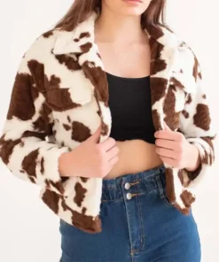 Cowhide Printed Fur Brown And White Jacket