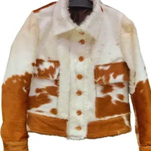 Cowhide Stylish White And Brown Fur Jacket