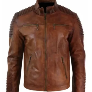 Distressed Cafe Racer Mens Biker Vintage Motorcycle Leather Jacket