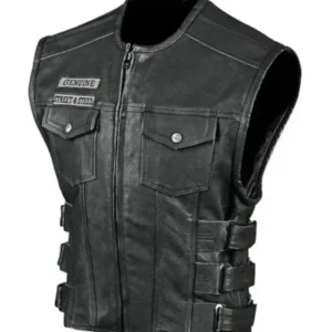 Dorm Street And Steel Anarchy Stylish Black Leather Vest