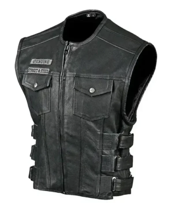 Dorm Street And Steel Anarchy Stylish Black Leather Vest