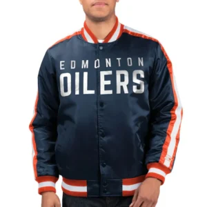 Edmonton Oilers O-Line Navy Satin Jacket