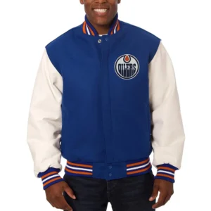 Edmonton Oilers Royal Blue and White Two-Tone Jacket