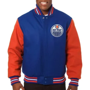 Edmonton Oilers Royal-Orange Wool Jacket