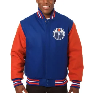 Edmonton Oilers Two-Tone Royal-Orange Wool Jacket