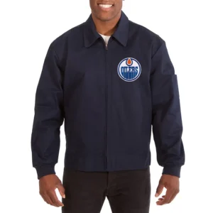 Edmonton Oilers Workwear Navy Cotton Bomber Jacket