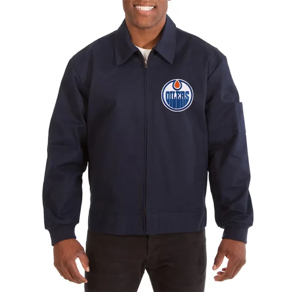 Edmonton Oilers Workwear Navy Cotton Bomber Jacket