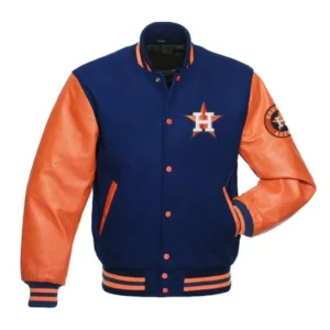 Houston Astros Blue and Orange Varsity Jacket