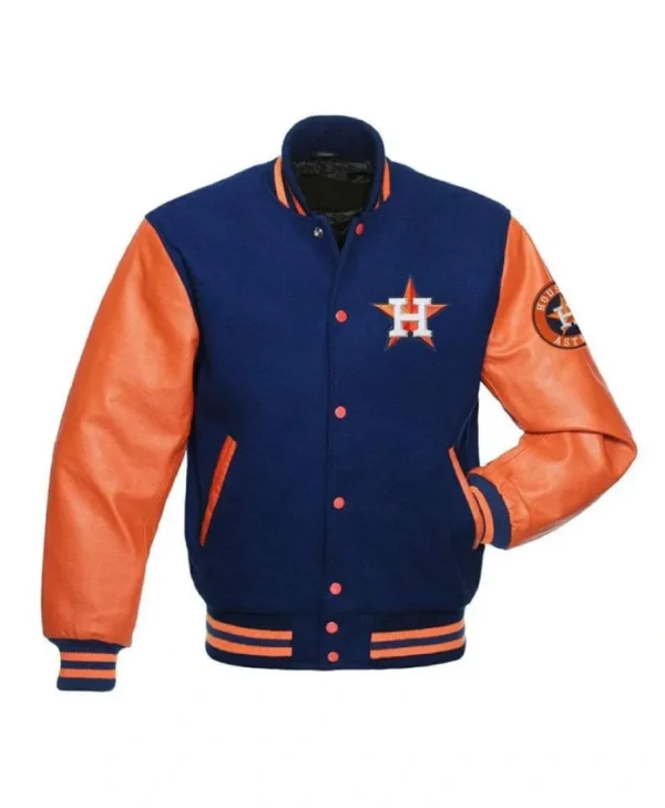 Houston Astros Blue and Orange Varsity Jacket