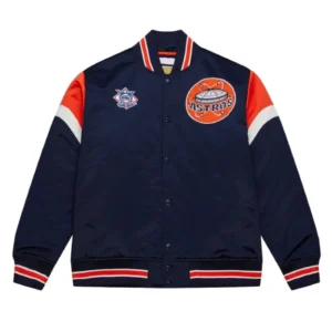 Houston Astros Heavyweight Navy Satin Varsity Jacket