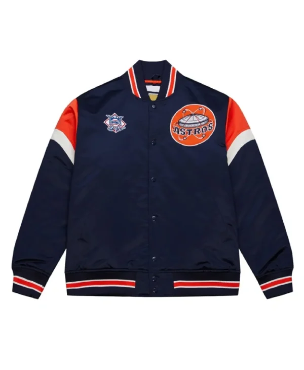 Houston Astros Heavyweight Navy Satin Varsity Jacket