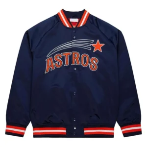 Houston Astros Navy Blue Lightweight Satin Varsity Jacket
