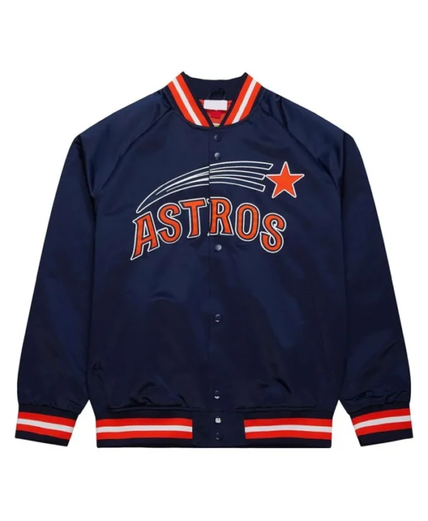 Houston Astros Navy Blue Lightweight Satin Varsity Jacket