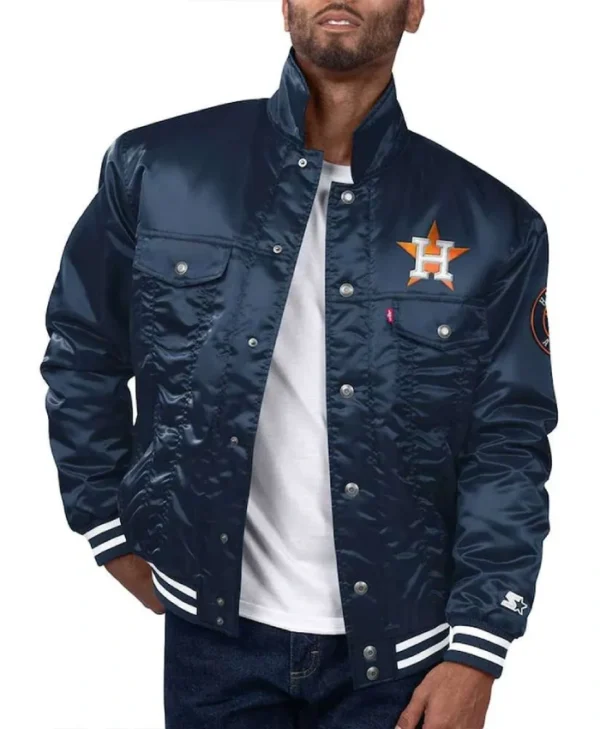 Houston Astros Navy Silver Tab Trucker Varsity Jacket