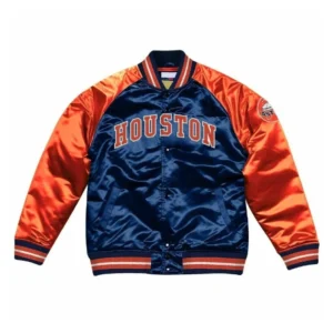 Houston Astros Navy and Orange Satin Varsity Jacket