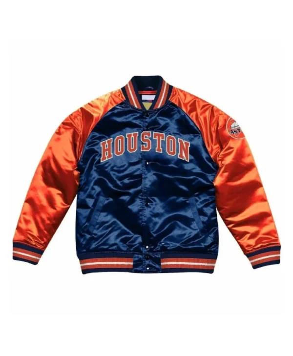 Houston Astros Navy and Orange Satin Varsity Jacket