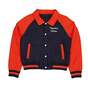 Houston Astros Navy and Red Throwback Varsity Jacket