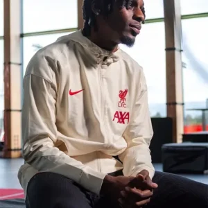 Jeremie Frimpong Nike Liverpool FC Strike Cream Track Bomber Jacket