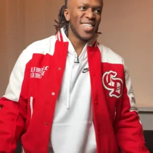 KSI Criminal Damage Red And White Varsity Jacket