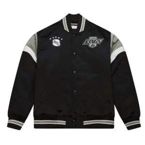 LA Kings Black Heavyweight Satin Varsity Jacket