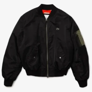 Lacoste Oversized Contrast Black Bomber Jacket