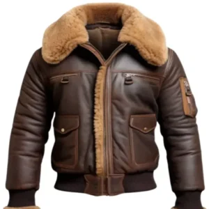 Men Aviator Shearling Leather Stylish Bomber Jacket