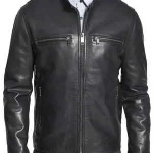 Men Classic Obey Black Leather Jacket