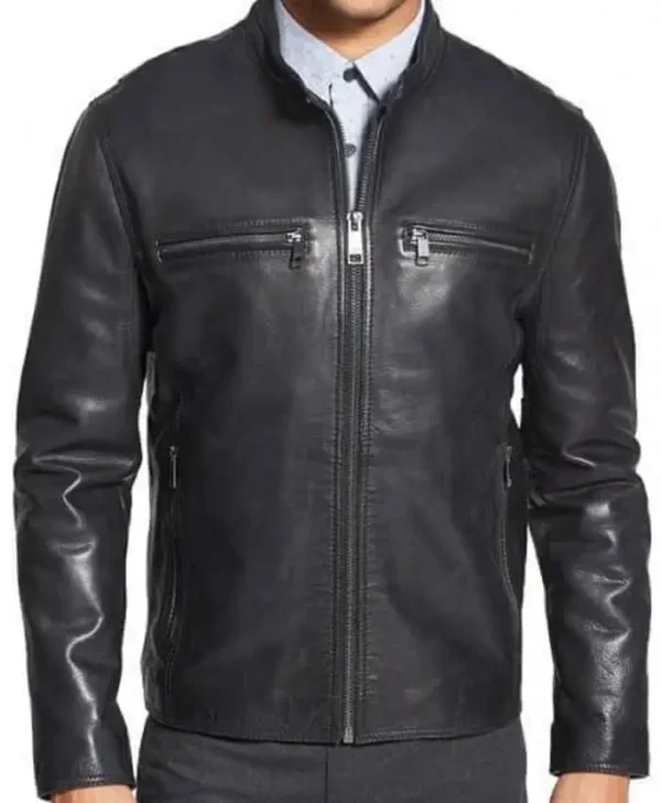 Men Classic Obey Black Leather Jacket