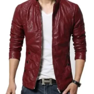 Men Soft Autumn Maroon Leather Jacket