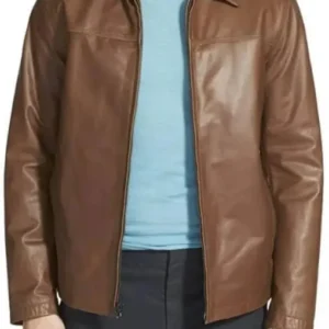 Men Vince Classic Brown Leather Jacket