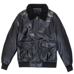 Men’s Black Leather Fur Collar Jacket