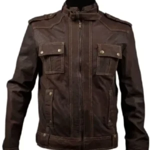 Men’s Brown Slim-Fit Moto Stylish Leather Jacket