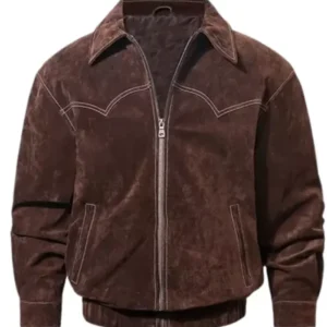 Men’s Brown Suede Leather Stylish Bomber Jacket