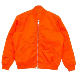 Men’s Panelled Satin Orange Bomber Stylish Jacket
