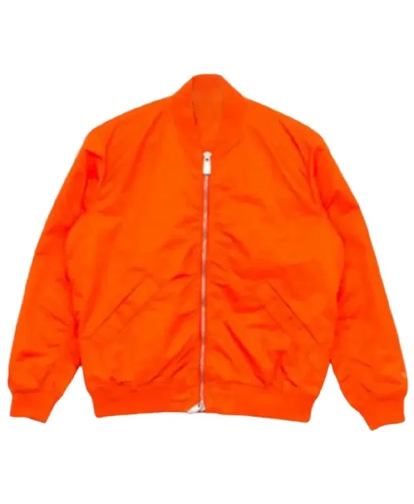 Men’s Panelled Satin Orange Bomber Stylish Jacket