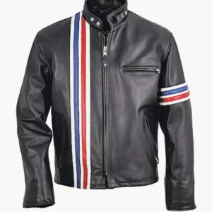 Mens Striped Biker Jacket