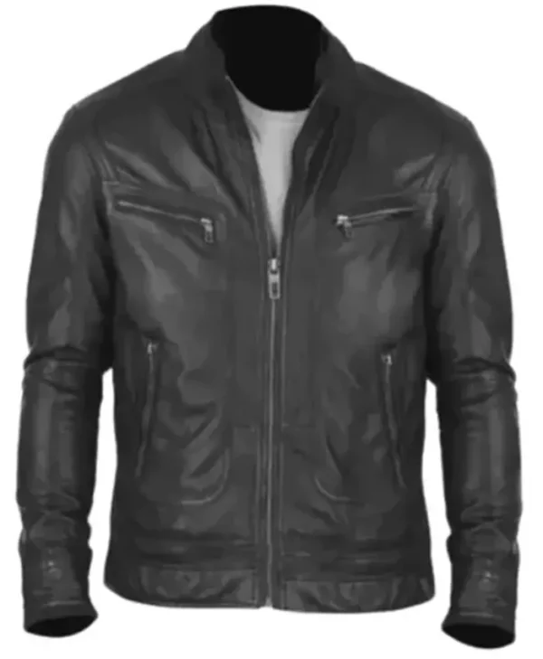 Men’s Stylish Lambskin Black Unique Leather Jacket
