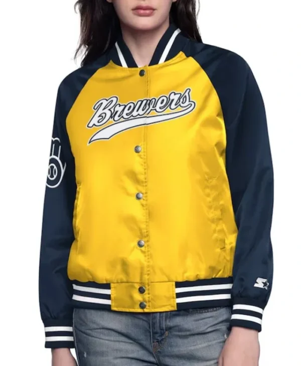 Milwauke Brewers Home Run Varsity Satin Jacket