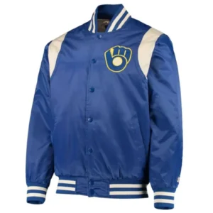 Milwaukee Brewers Full-Snap Satin Varsity Jacket