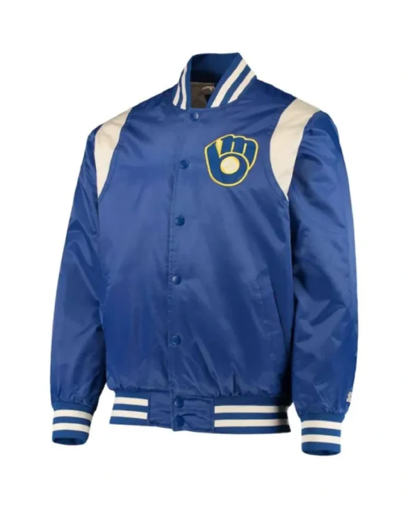Milwaukee Brewers Full-Snap Satin Varsity Jacket