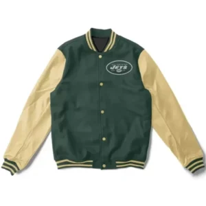 NY Jets Green And Cream Letterman Stylish Varsity Jacket