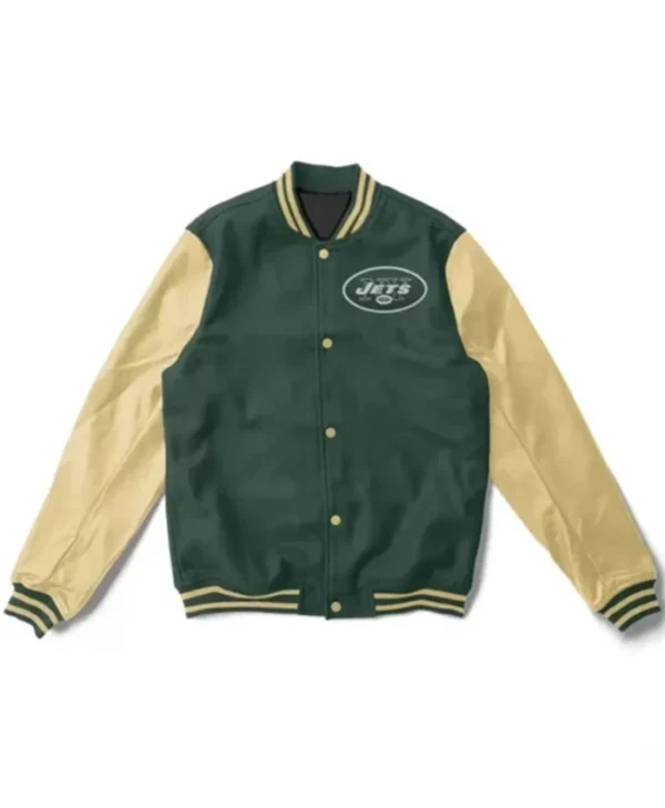 NY Jets Green And Cream Letterman Stylish Varsity Jacket