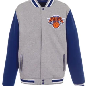 NY Knicks Grey And Royal Varsity Stylish Jacket