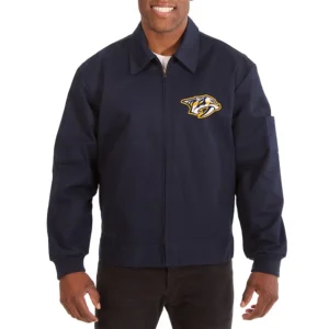 Nashville Predators Workwear Navy Cotton Bomber Jacket