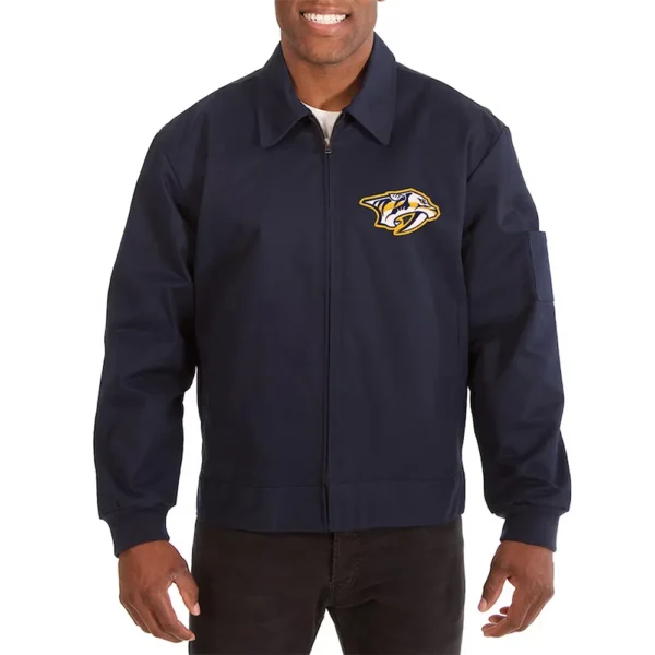 Nashville Predators Workwear Navy Cotton Bomber Jacket