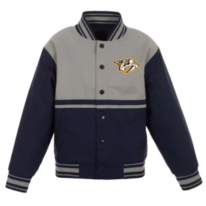 Nashville Predators Youth Navy-Gray Poly-Twill Varsity Jacket