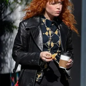Natasha Lyonne Poker Face Leather Black Coat