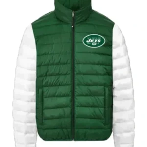 New York Jets Full-Zip Puffer Green And White Jacket